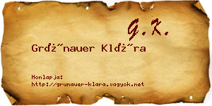 Grünauer Klára névjegykártya